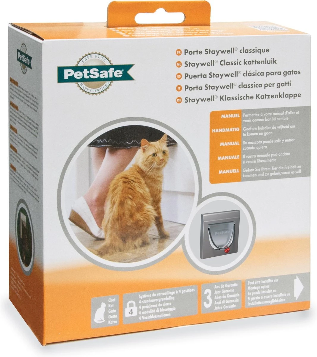 PetSafe Staywell Classic Manual 4-Way Locking Cat Flap - Grijs W/tunnel - Afbeelding 2