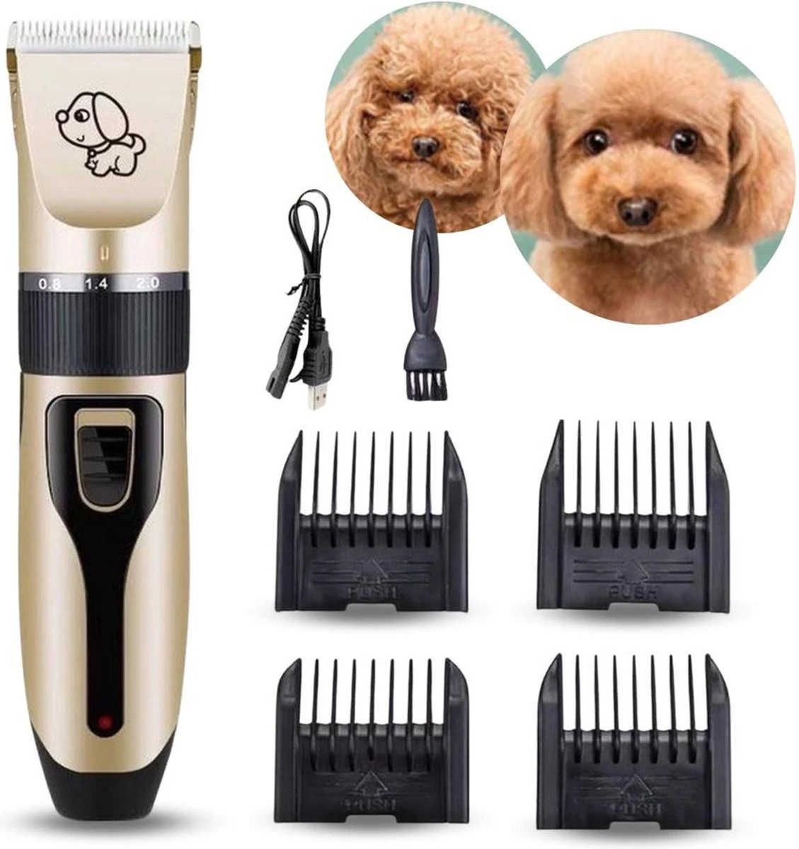BYER Professionele Dieren Tondeuse Set - Voor Huisdieren Katten & Honden - Draadloos - Oplaadbare Pet Trimmer - Dog Tondeuze Clipper - 5 Standen & Vier Opzetkammen - Low Noise