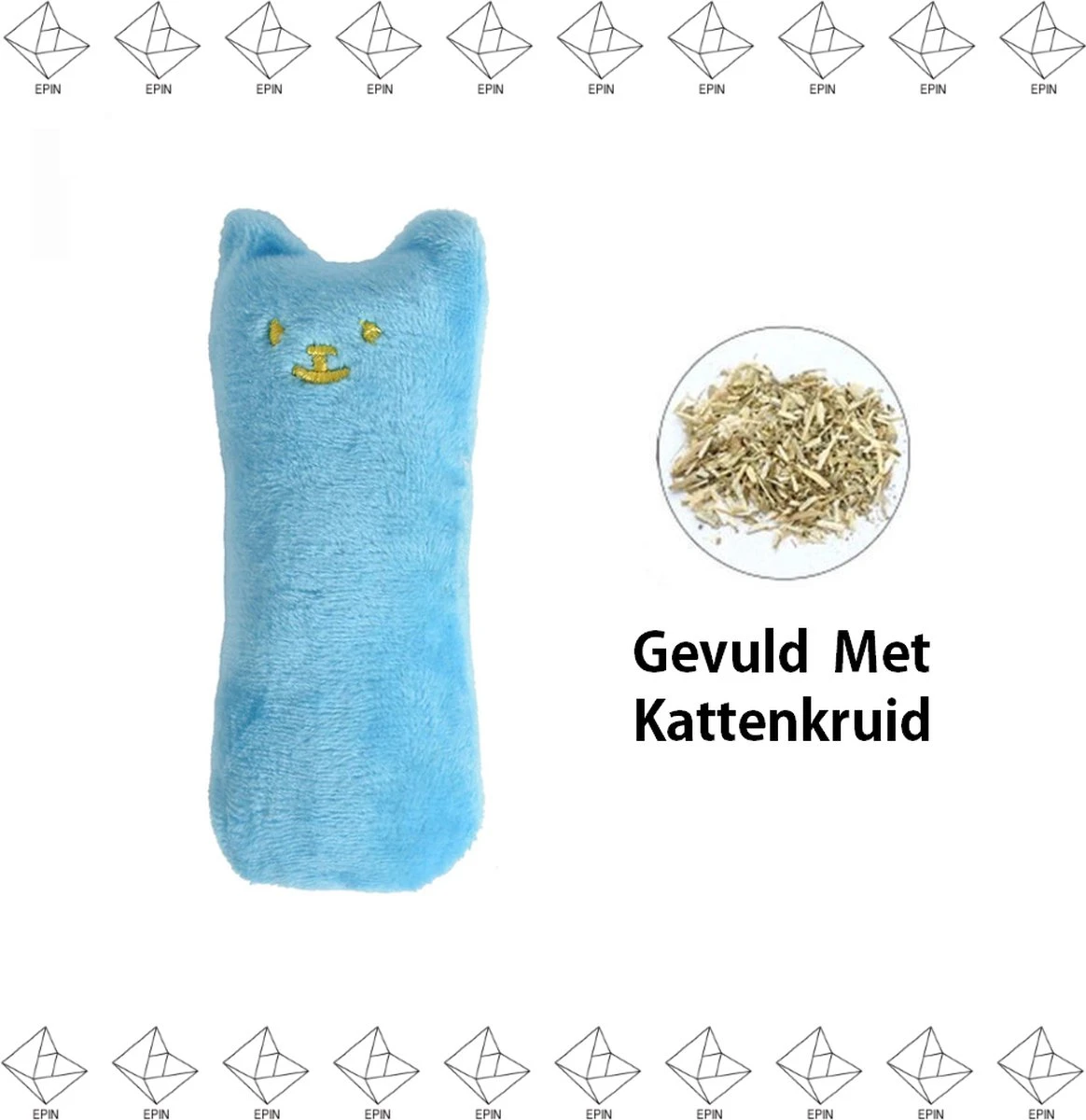 Merkloos EPIN | Kattenkruid Knuffeldier | Katten Speelgoed | Catnip | Kattenspeelgoed | BLAUW