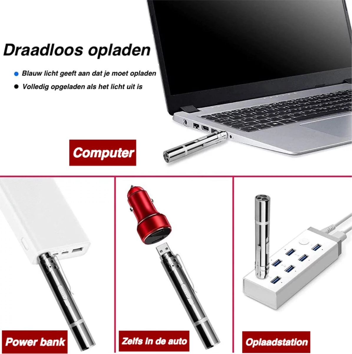Merkloos Hoogwaardig Laserlampje Voor Katten | USB Oplaadbaar | 7 In 1 Laserpen | Laserpen | Zaklamp | Kattenspeeltje | Kattenspeelgoed | Zilver | Laserpointer Rood/groen | UV Licht - Afbeelding 6