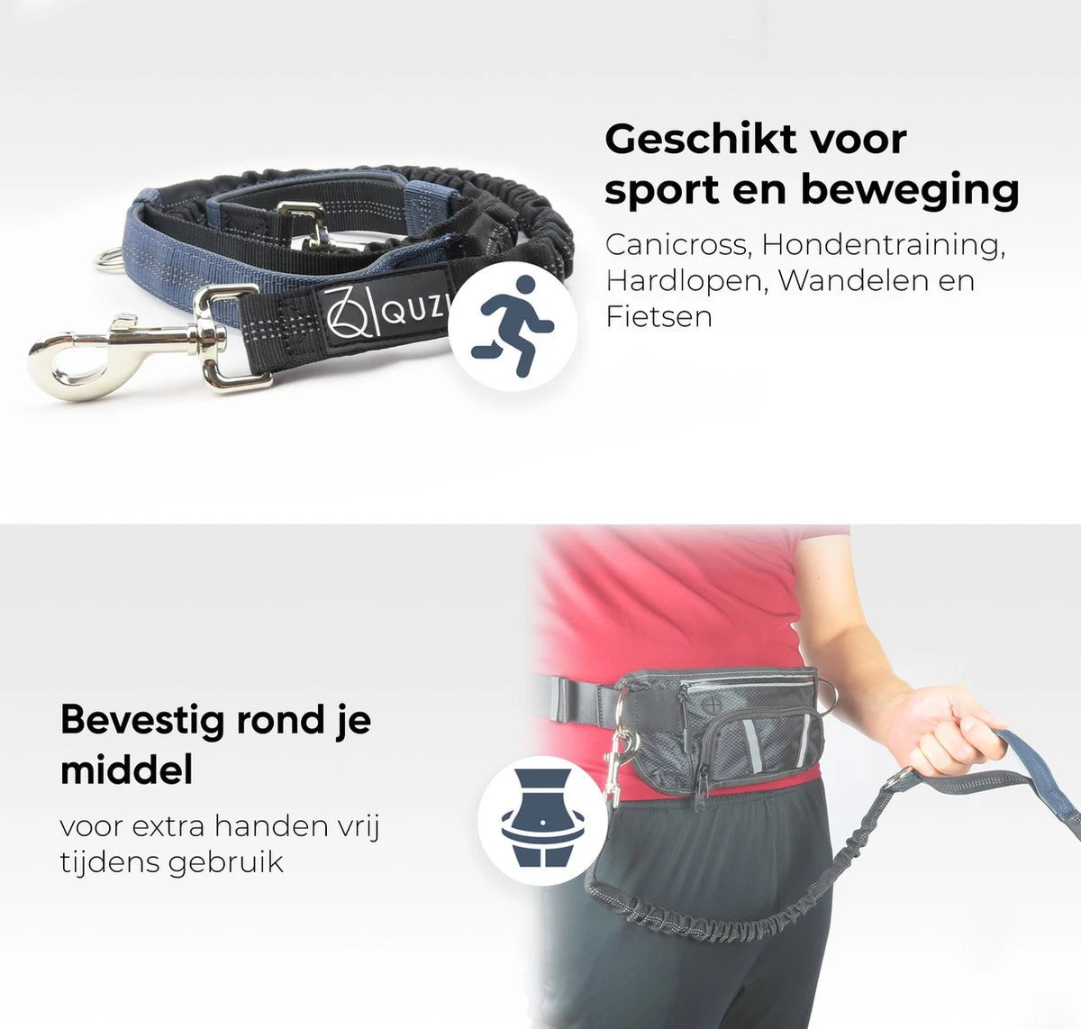 Canicross Looplijn Hond Met Heupriem Voor Hardlopen - Elastische Handsfree Hondenriem - Honden Trainingslijn - 150/200cm - Grijs - Afbeelding 8