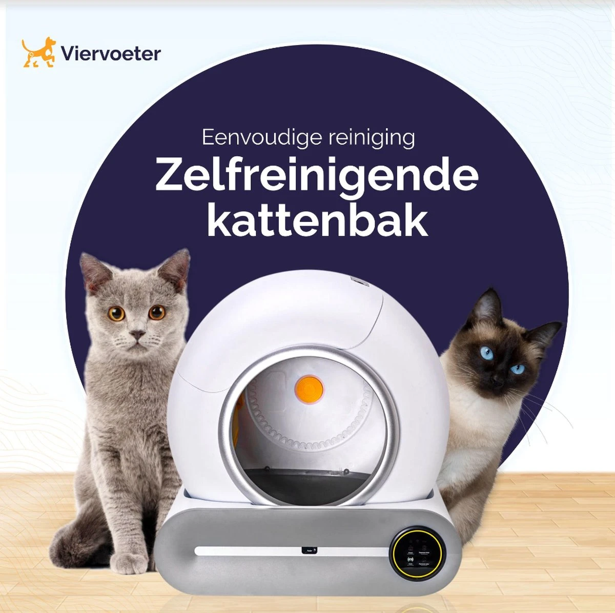 Viervoeter™ Kattenbak Zelfreinigend – Automatische Kattenbak – Zelfreinigende Kattenbak – Anti-geur – 53x58x55cm – Bedienen Via App – 65 Liter - Afbeelding 8