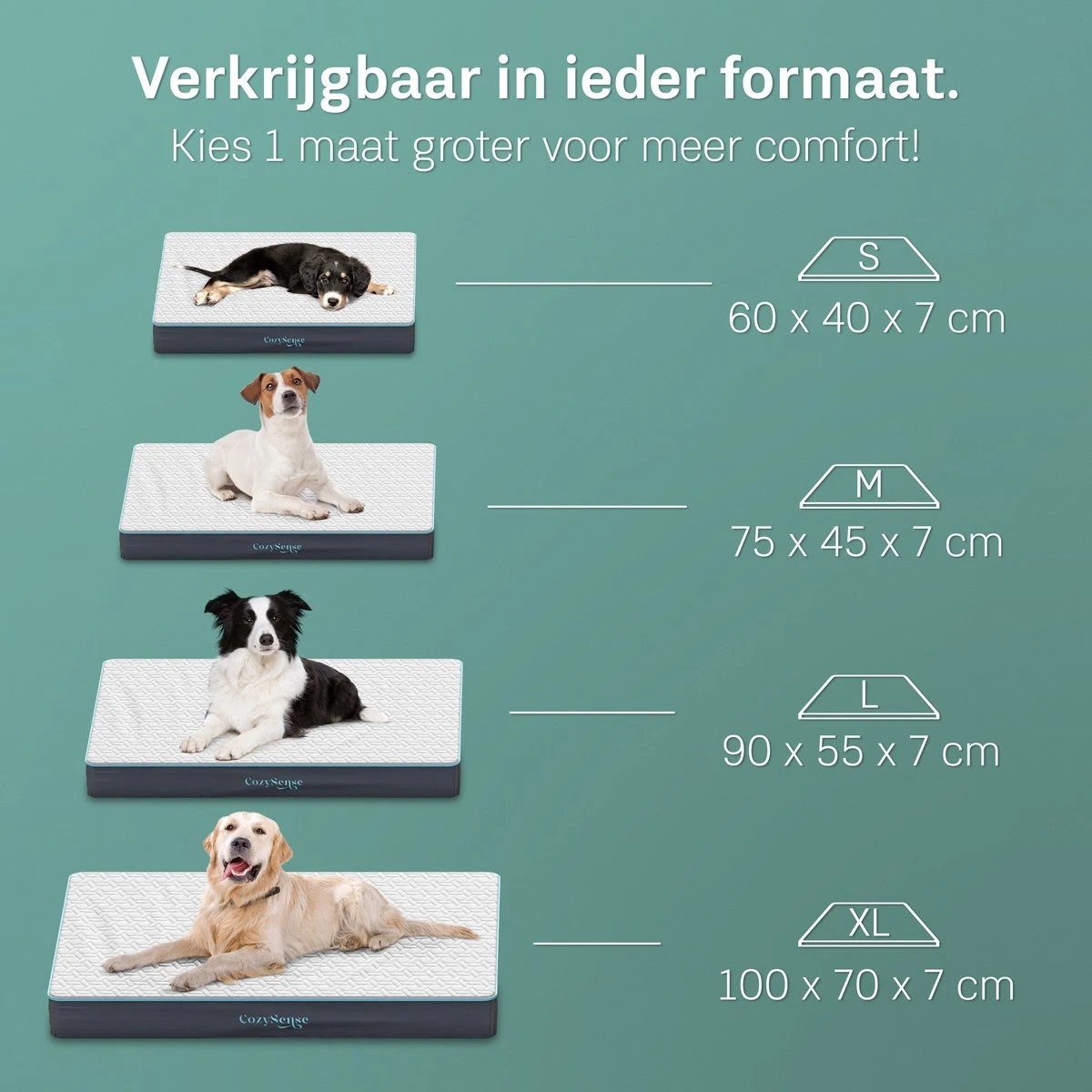 CozySense® - Orthopedisch Hondenkussen - Hondenkussen 100 X 70 Cm - Geschikt Als Benchkussen & Hondenbed - Hondenkussen Bank - Traagschuim - Waterdicht - Wasbare Hoes - Maat XL - Afbeelding 2