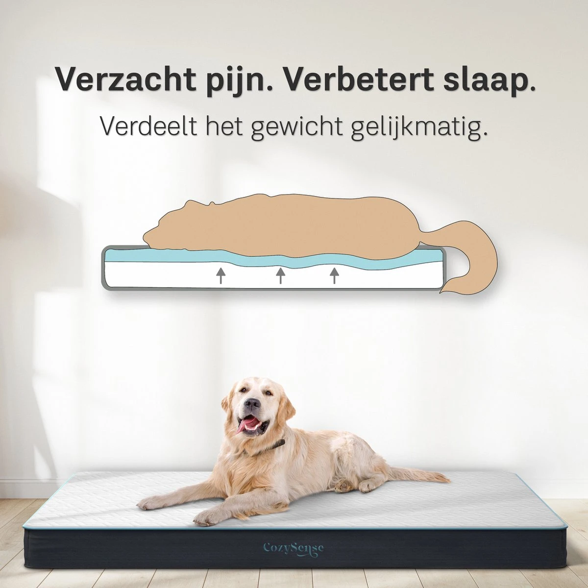 CozySense® - Orthopedisch Hondenkussen - Hondenkussen 100 X 70 Cm - Geschikt Als Benchkussen & Hondenbed - Hondenkussen Bank - Traagschuim - Waterdicht - Wasbare Hoes - Maat XL - Afbeelding 3
