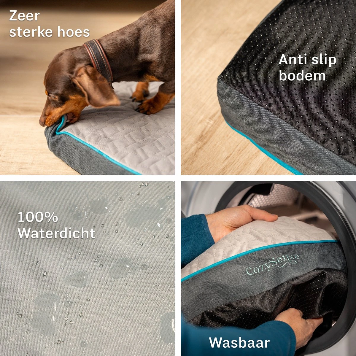 CozySense® - Orthopedisch Hondenkussen - Hondenkussen 100 X 70 Cm - Geschikt Als Benchkussen & Hondenbed - Hondenkussen Bank - Traagschuim - Waterdicht - Wasbare Hoes - Maat XL - Afbeelding 7