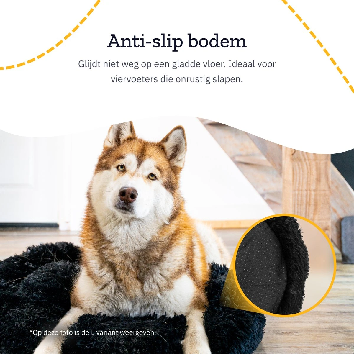 All 4 Pets Supply® Hondenmand Donut - Maat XL - Geschikt Voor Honden Tot 100 Cm - Hondenkussen - Zwart - Afbeelding 4