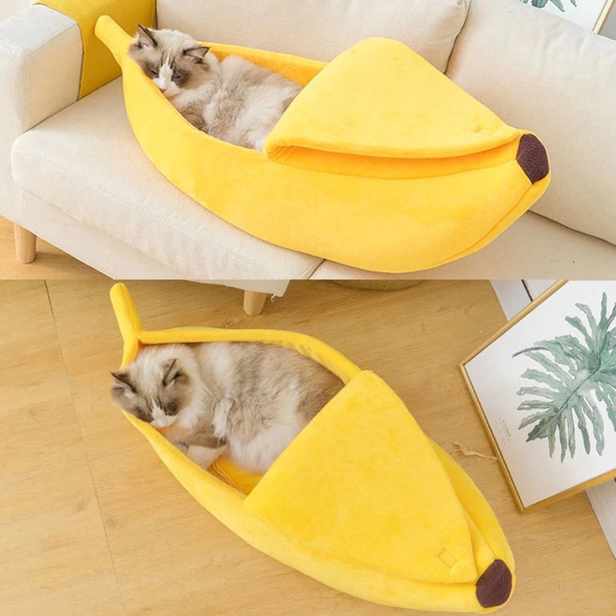 N/A Kattenhuis Banaan L - Hondenhuis Banaan L - 65x25x18 Cm - Kattenmand - Hondenmand - Dierenmand - Cadeau Kat - Afbeelding 3