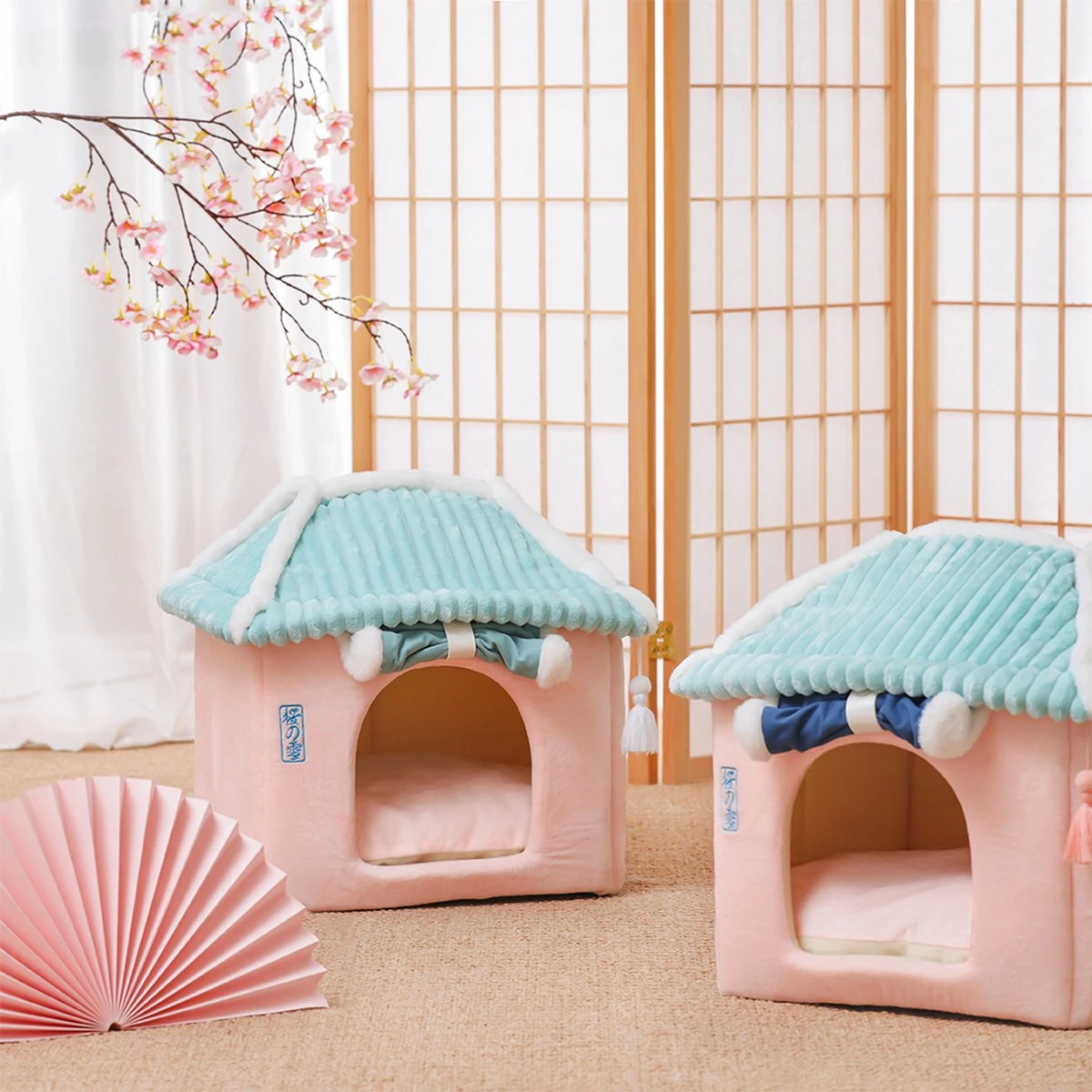 Merkloos Petsential Sakura Japanse Mand - Voor Katten (kattenmand) En Kleine Huisdieren (huisdierenmand) - Afbeelding 2