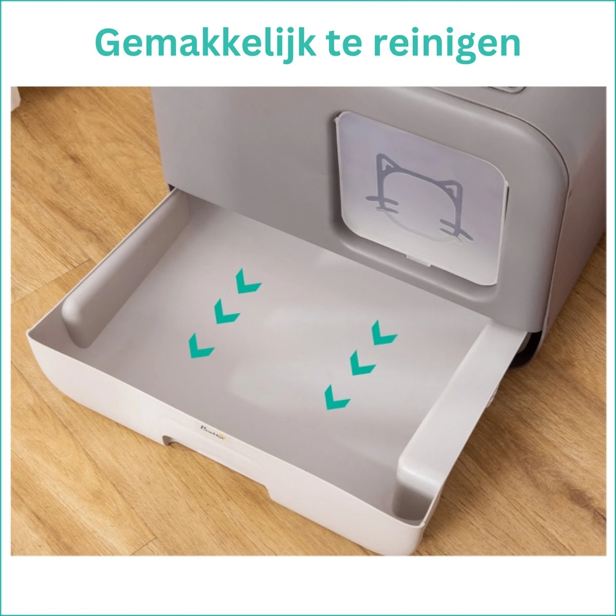 Kattenbak - 2 Uitgangen - Kattentoilet - Uitschuifbare Bodem - Met Schepje - Grijs 53 X 40 X 40 Cm - Afbeelding 2