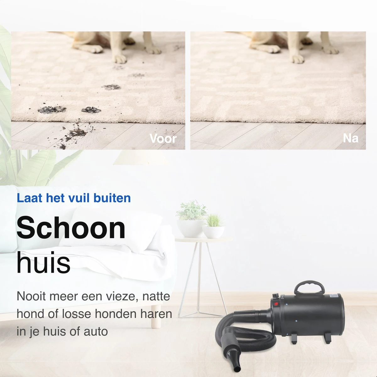 Vivid Green Waterblazer Met 3 Opzetstukken - Hondenfohn - Voor Honden - Met Geluiddemper - 2800W - Afbeelding 7