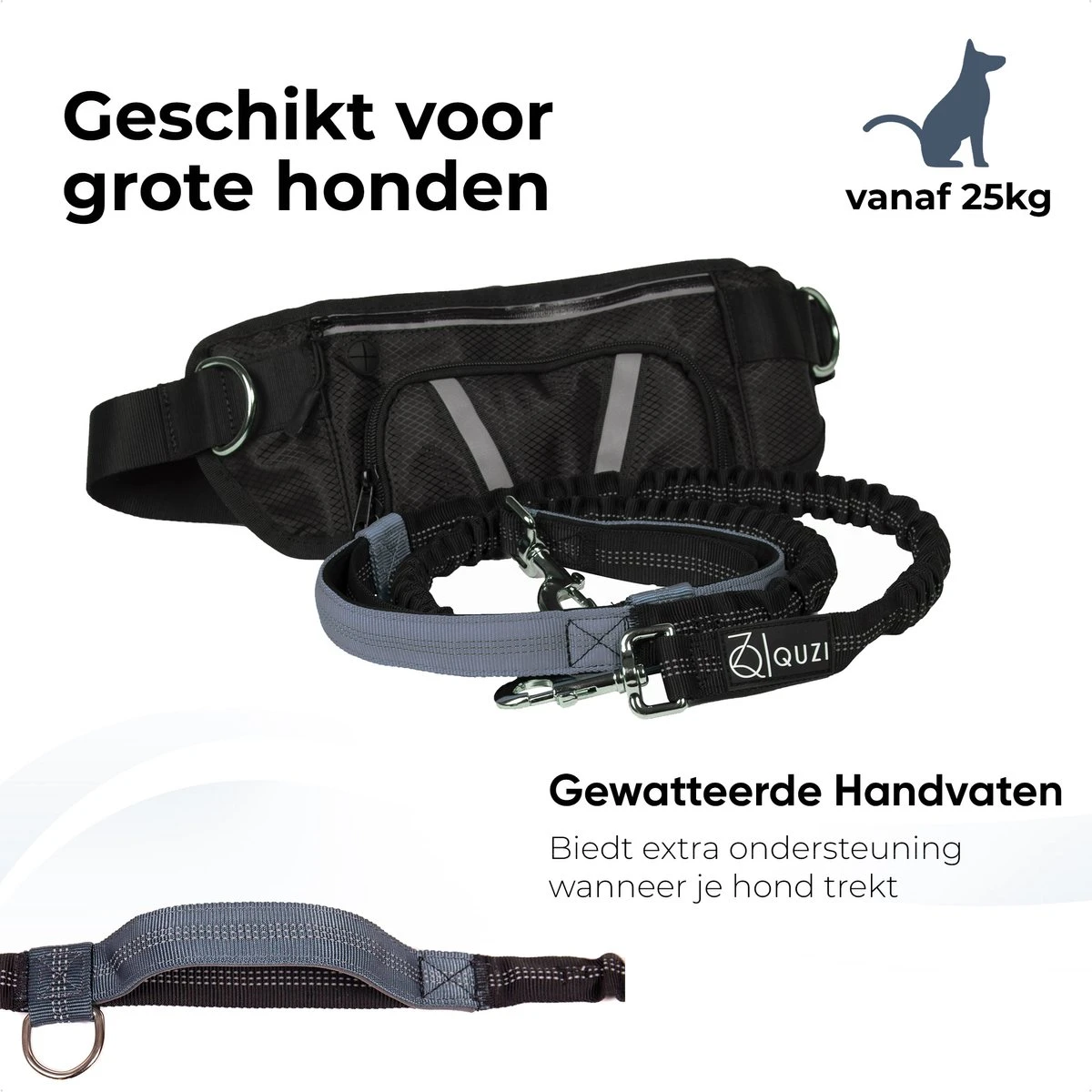 Canicross Looplijn Hond Met Heupriem Voor Hardlopen - Elastische Handsfree Hondenriem - Honden Trainingslijn - 150/200cm - Grijs - Afbeelding 7