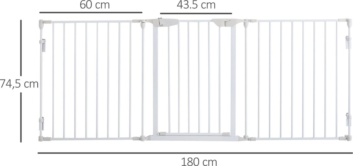 PawHut Afschermhek Voor Honden Veiligheidshek Hondenhek 3 Elementen Kunststof Wit D06-100V01 - Afbeelding 3