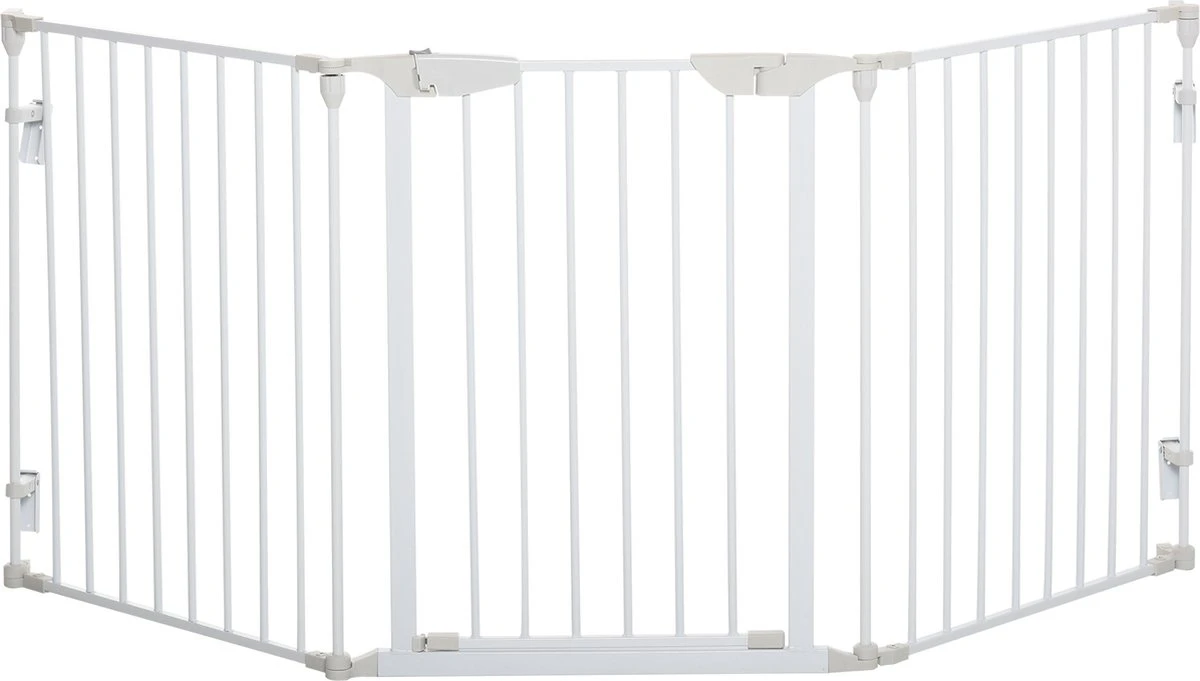 PawHut Afschermhek Voor Honden Veiligheidshek Hondenhek 3 Elementen Kunststof Wit D06-100V01