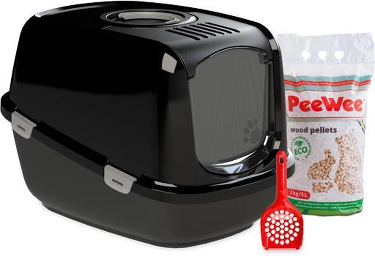 PeeWee Kattenbak XXL EcoDome Startpakket - Zwart - 66,5 X 48,5 X 46,5 Cm - Afbeelding 9