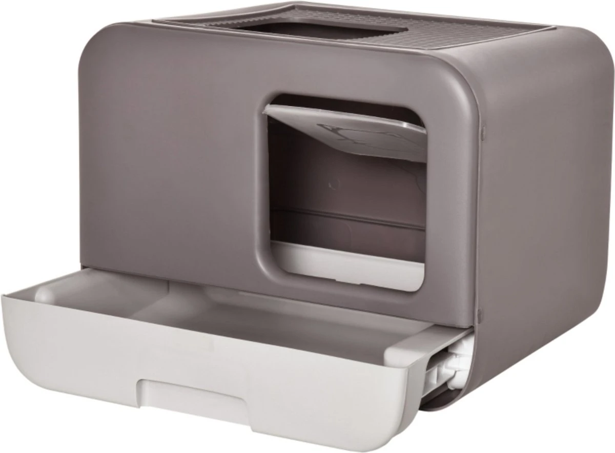 Kattenbak - 2 Uitgangen - Kattentoilet - Uitschuifbare Bodem - Met Schepje - Grijs 53 X 40 X 40 Cm - Afbeelding 6