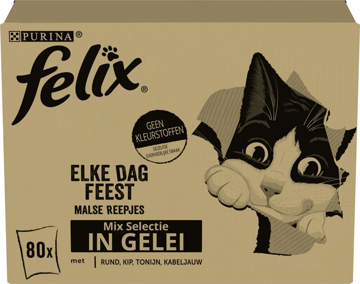 Felix Elke Dag Feest Mix Selectie In Gelei - Katten Natvoer - 80 X 85g - Afbeelding 8
