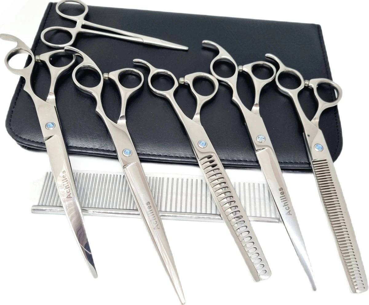 Achilles Hondenschaar - Scharenset Hond 8 INCH - 8-Delige Scharenset - Effileerschaar Hond