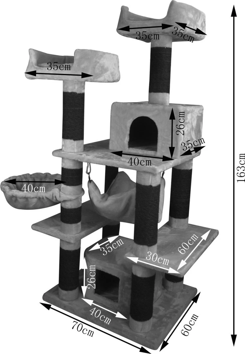 Adori Krabpaal Mosey - Krabpaal - 60*70*160 Cm 31.2 Kg Grijs Zwart - Afbeelding 2