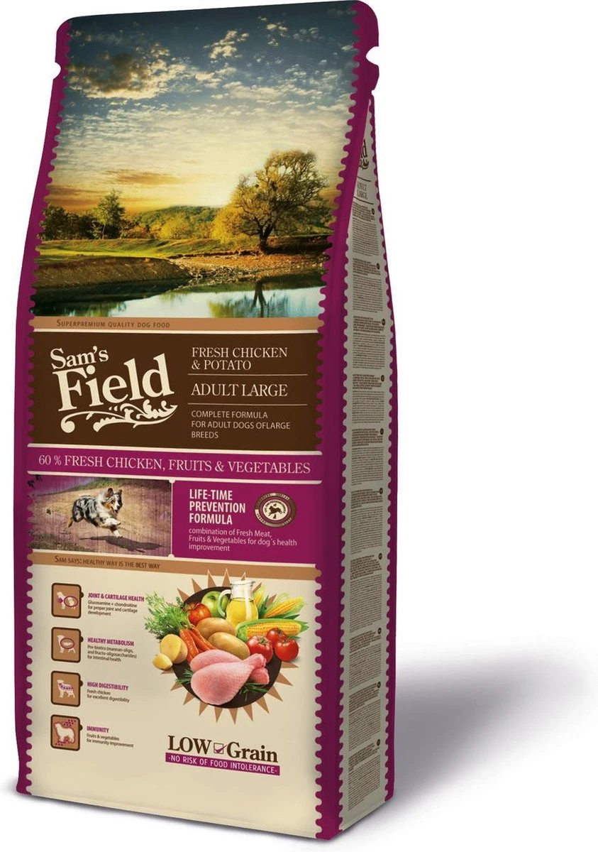 Sam's Field Adult Large - Kip & Aardappel - 13 Kg