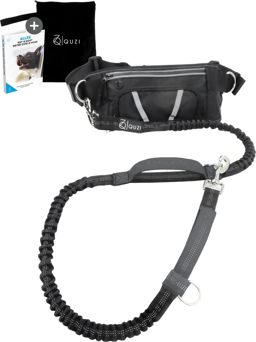 Canicross Looplijn Hond Met Heupriem Voor Hardlopen - Elastische Handsfree Hondenriem - Honden Trainingslijn - 150/200cm - Grijs